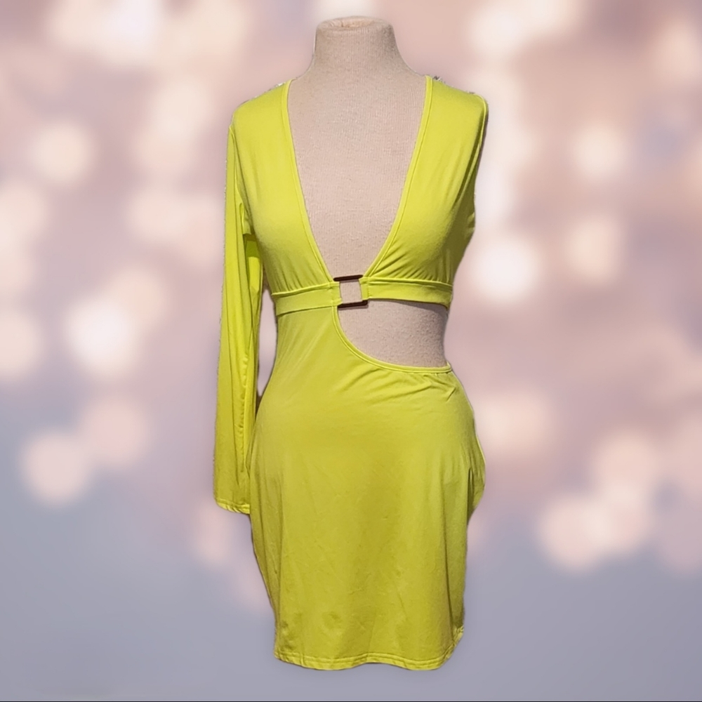 Neon Green One-Shoulder Dress